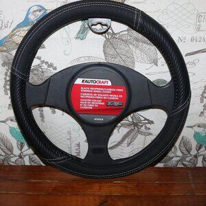 Autocraft black neoprene/carbon fiber steering wheel cover 15" NEW